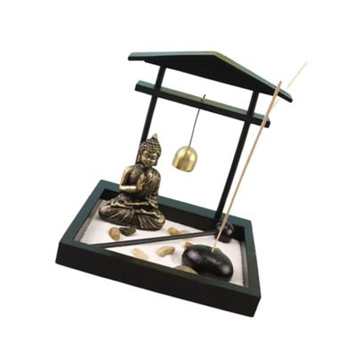 Cabilock Zen Sand Table Decorations Buddha Statue Tray Miniature Zen Garden Meditation Landscape for Home Office