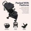 BabbleRoo Hoplite Compact Stroller  Lightweight Travel Stroller for Airplane (12.3 lbs), from Birth to 55 lbs, Easy Fold, PU Wheels, Alloy Frame, Near-Flat Recline, Cup Holder, Baby Stroller view 4