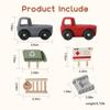 6 PCS Vehicle Toy Set,Classic Rescue and Construction Car Toys Including 2 Silicone Bodies & 4 Wooden Carriages (Ambulance,Fire Ladder Truck,Dump Truck,Garbage Truck) - Mix & Match Design for Toddlers view 2