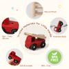 6 PCS Vehicle Toy Set,Classic Rescue and Construction Car Toys Including 2 Silicone Bodies & 4 Wooden Carriages (Ambulance,Fire Ladder Truck,Dump Truck,Garbage Truck) - Mix & Match Design for Toddlers view 3