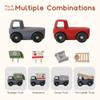 6 PCS Vehicle Toy Set,Classic Rescue and Construction Car Toys Including 2 Silicone Bodies & 4 Wooden Carriages (Ambulance,Fire Ladder Truck,Dump Truck,Garbage Truck) - Mix & Match Design for Toddlers view 4