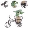 1:12 Scale Miniature Dollhouse Potted Plant with Metal Tricycle Stand, Artificial Greenery Decor view 2