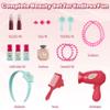 Kids Vanity Set with Mirror, Lights & Music  Princess Makeup Vanity Table & Stool with Hair Dryer & Accessories, Pretend Play Beauty Salon Toy for Girls Ages 36 Birthday Gift (Blue) view 2