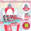 Kids Vanity Set with Mirror, Lights & Music  Princess Makeup Vanity Table & Stool with Hair Dryer & Accessories, Pretend Play Beauty Salon Toy for Girls Ages 36 Birthday Gift (Blue) view 3