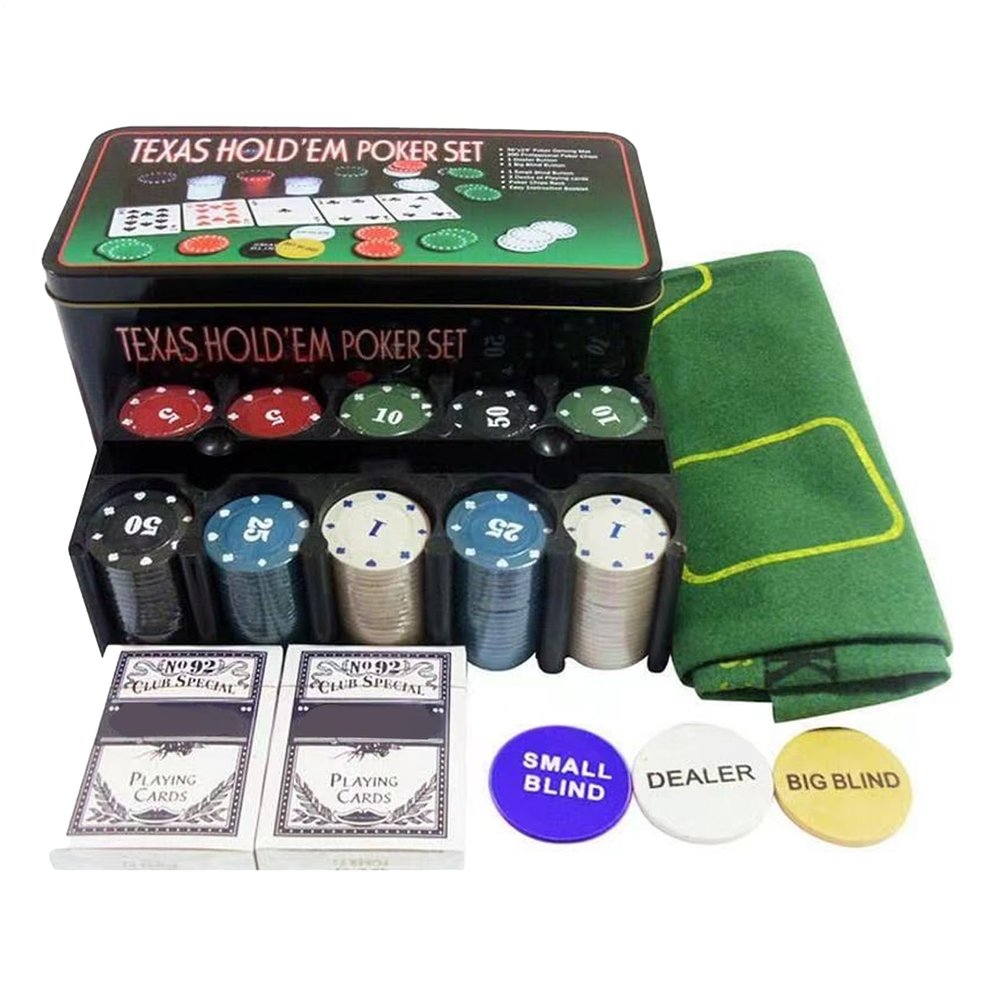 200pcs Poker Chips - Poker Chips Set for Texas Holdem | 3 Banker Code | Tablecloth | Iron Box | Multi-Functional Wear-Resistant Professional Game for Craps Home Parties Travel Accessories