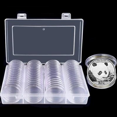 60Pcs 40mm Coin Capsules with Plastic Storage Box Organizer Collection Case
