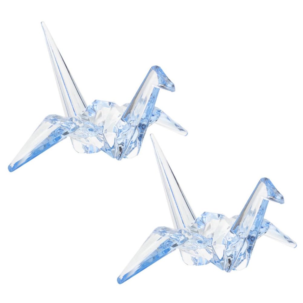 Mikikit 2Pcs Children's Acrylic Origami Crane Decorations Crystal Model Toys for Kids Birthday Garden Decor Party Supplies