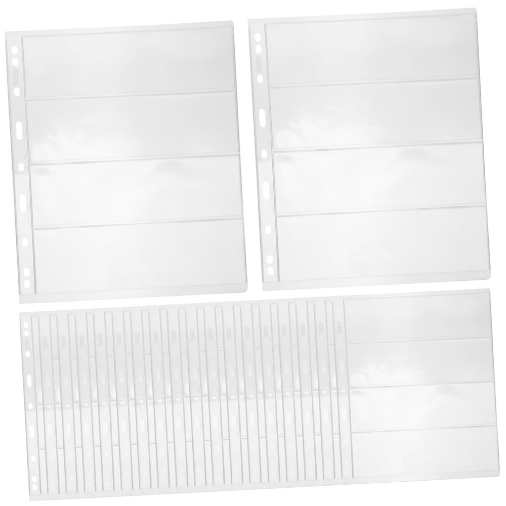 Veemoon 20sheets Stamp Album Pages Standard Sleeves for Collectors for Stamps and Currency Organization Design Row Layout
