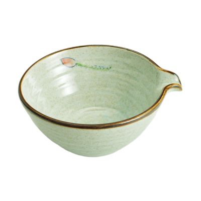 pistro Porcelain Matcha Bowl with Pouring Spout Traditional Design Easy to Clean Microwave Safe