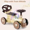 OLAKIDS Ride On Push Car, Kids Foot-to-Floor Sliding Car with Train Whistle Sound, Under-Seat Storage, Toy Walker Gift for Boys Girls Aged 19 Months - 3 Years (Beige) view 4