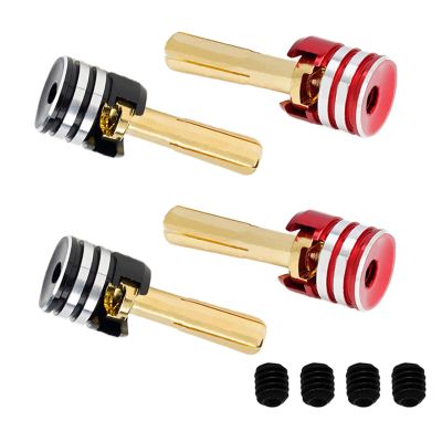 4Pcs RC Heatsink Bullet Plug Connectors with Grips Made of CNC Aluminum Alloy for 1/10 RC Crawler Car (4mm)
