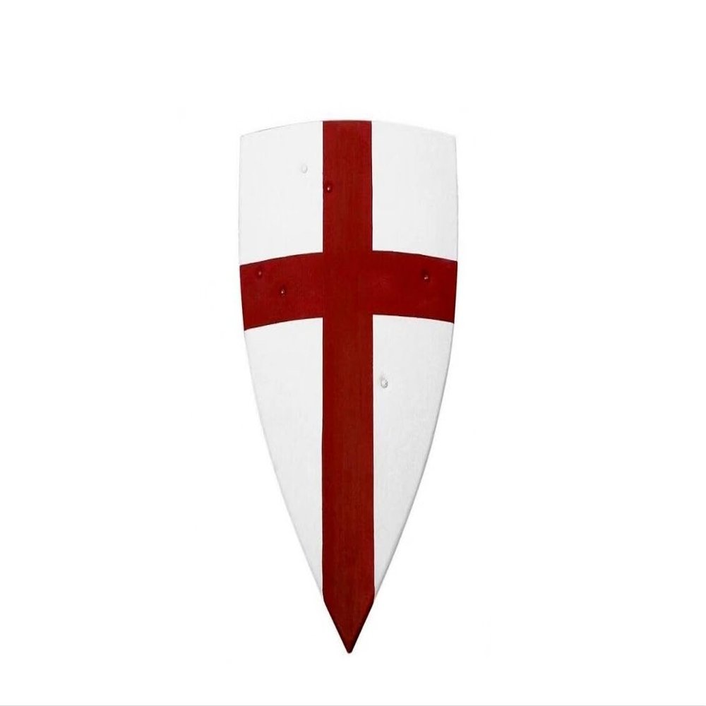 24" Medieval Heater Shield Templar Amour 18 Guage Crusdar Shield Play Shield Husband, Father and Brothers.