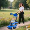 OLAKIDS Push Car for Toddlers, 3 in 1 Licensed Mercedes Benz Baby Sliding Walking with Parent Control Handle Adjustable Canopy Guardrail Under Seat Storage, Kids Ride on Toys with Horn (Blue) view 2