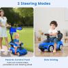 OLAKIDS Push Car for Toddlers, 3 in 1 Licensed Mercedes Benz Baby Sliding Walking with Parent Control Handle Adjustable Canopy Guardrail Under Seat Storage, Kids Ride on Toys with Horn (Blue) view 4