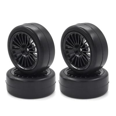 4PCS 1/10 RC Drift Tires 60mm Hard Tyre Smooth Tread for 1:10 RC Racing Car for HPI for HPS for Kyosho for Traxxas On Road Drifting Car Wheels