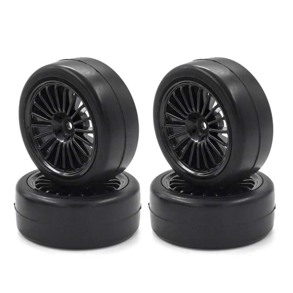 4PCS 1/10 RC Drift Tires 60mm Hard Tyre Smooth Tread for 1:10 RC Racing Car for HPI for HPS for Kyosho for Traxxas On Road Drifting Car Wheels