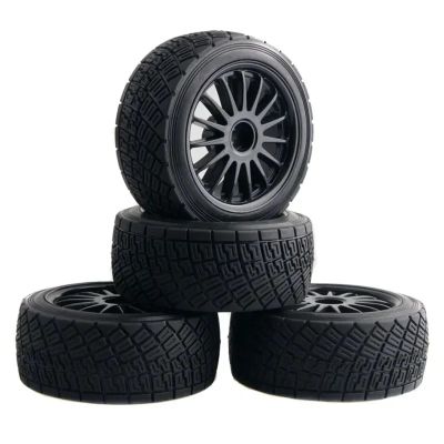 DAIHAOUU 4PCS 2.2 Inch Wheel Rims Hub & 80MM Tires Tyre RC CAR Part RC CAR 1/10 Fit 1:10 for HPI WR8 for Flux for Rally 3.0 110697 94177(Black)