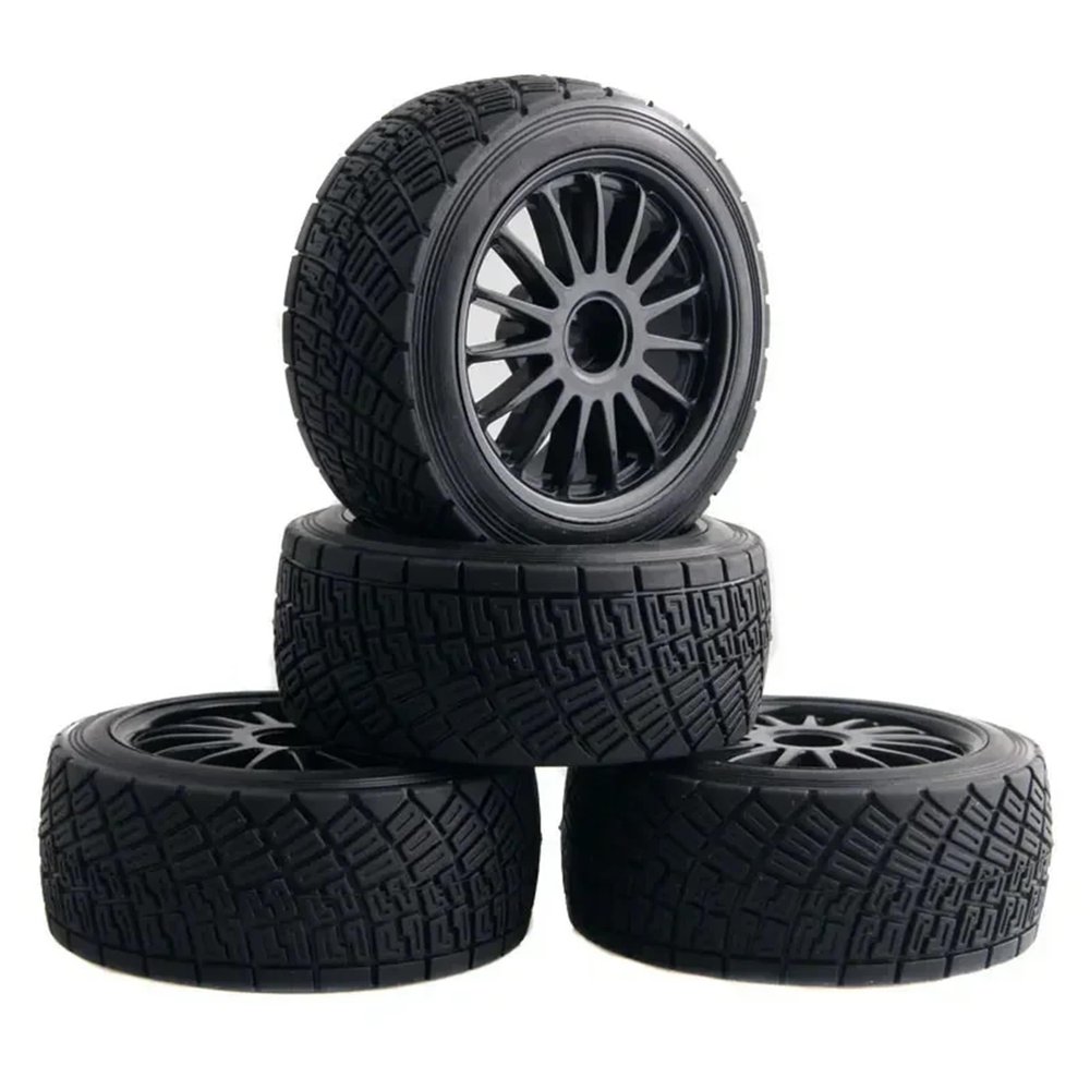 DAIHAOUU 4PCS 2.2 Inch Wheel Rims Hub & 80MM Tires Tyre RC CAR Part RC CAR 1/10 Fit 1:10 for HPI WR8 for Flux for Rally 3.0 110697 94177(Black)