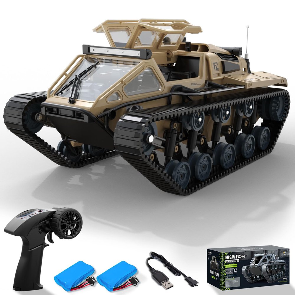 RACENT 1:16 RC Tank Remote Control Tank Off-Road RC Truck 4WD RC Crawler 360Rotating Drifting Car with 2 Batteries