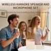 TANALAZ Karaoke Machine with 2 Wireless Microphones and Base, Mini Bluetooth Singing Toys Speaker Mic Set with LED Party Lights and Voice Changer, Halloween Christmas Birthday Gift view 3