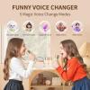 TANALAZ Karaoke Machine with 2 Wireless Microphones and Base, Mini Bluetooth Singing Toys Speaker Mic Set with LED Party Lights and Voice Changer, Halloween Christmas Birthday Gift view 4