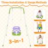 3-in-1 Toddler Swing, Foldable Indoor & Outdoor Baby Swing, Multifunctional Swings for Children 6 Months and Older, Easy to Assemble and Store for Backyard Play (Purple) view 2