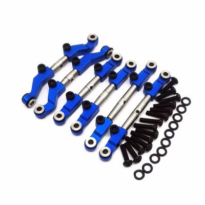6pcs Ajustable Stainless Steel Links Set Steering Link with Aluminum Ends Blue for Losi 1/18 Mini-T 2.0 Mini-B LOS214013