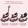 Licensed Push Car for Toddlers by INFANS, 3 in 1 Sliding Walking Car with Push Handle, Horn, Music, Underneath Storage, Foot-to-Floor Ride on Toys for Boys Girls (Pink) view 3