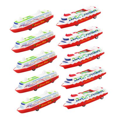 Kisangel 10pcs Plastic Cruise Ship Toy Pull Back Steamship for Toddlers (1-3) Boys and Girls Toys Abs Material Educational Playset for Boys Girls