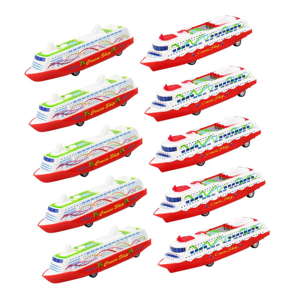 Kisangel 10pcs Plastic Cruise Ship Toy Pull Back Steamship for Toddlers (1-3) Boys and Girls Toys Abs Material Educational Playset for Boys Girls