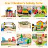 INFANS Train Table with Storage, 78 Pieces Wooden Kids Activity Toy Table Playset with Reversible Detachable Tabletop, Tracks, Train, Railway, City, Gift for Toddler Boys Girls Ages 3+ view 2