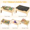 INFANS Train Table with Storage, 78 Pieces Wooden Kids Activity Toy Table Playset with Reversible Detachable Tabletop, Tracks, Train, Railway, City, Gift for Toddler Boys Girls Ages 3+ view 3