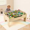INFANS Train Table with Storage, 78 Pieces Wooden Kids Activity Toy Table Playset with Reversible Detachable Tabletop, Tracks, Train, Railway, City, Gift for Toddler Boys Girls Ages 3+ view 4