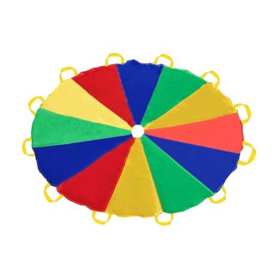 Colaxi Play Parachute Cooperative Games Color Perception Lightweight Rainbow Parachute with Handles for Kids Party Family Parks Home