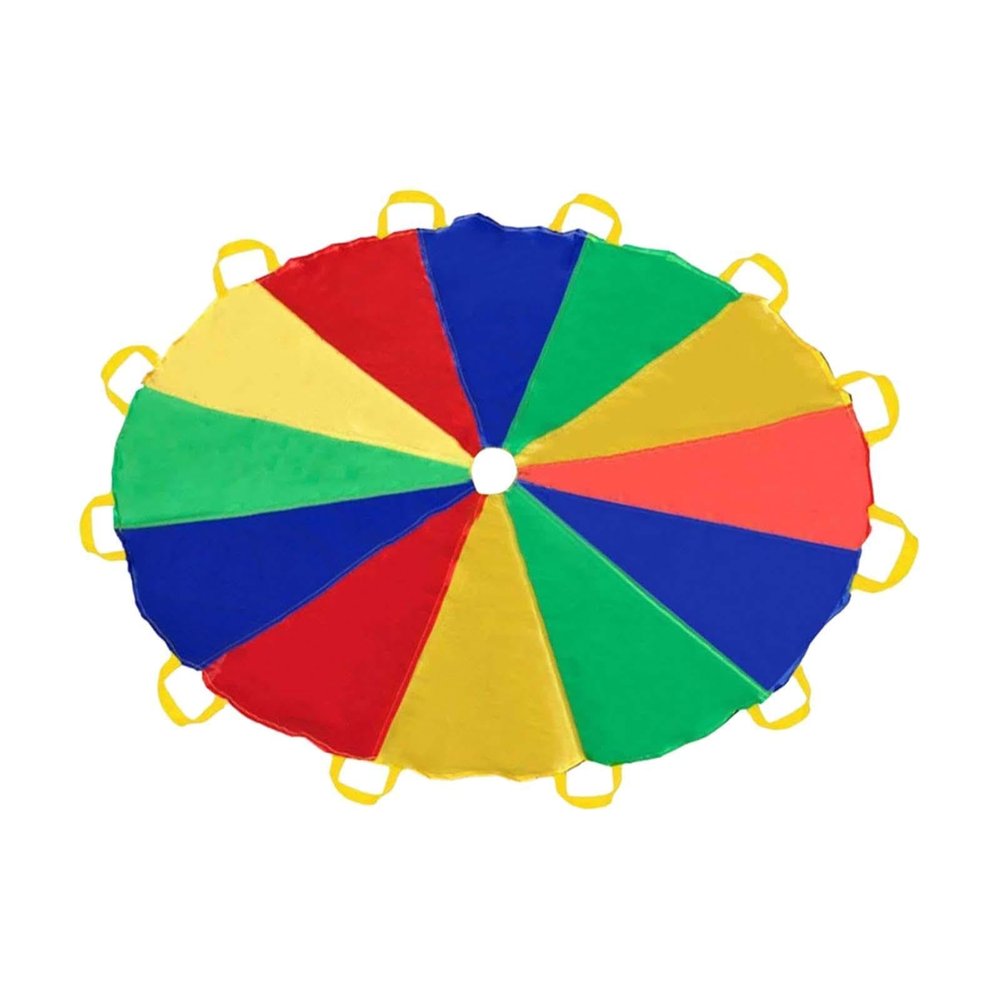 Colaxi Play Parachute Cooperative Games Color Perception Lightweight Rainbow Parachute with Handles for Kids Party Family Parks Home