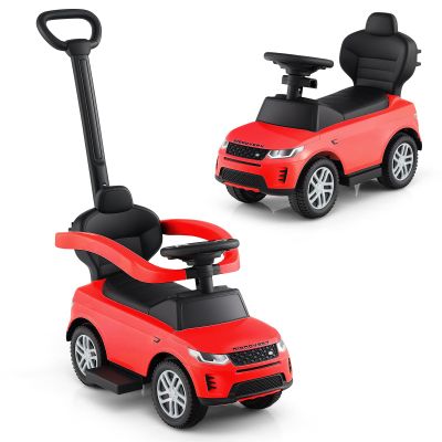 Licensed Push Car for Toddlers by INFANS, 3 in 1 Sliding Walking Car with Push Handle, Horn, Music, Underneath Storage, Foot-to-Floor Ride on Toys for Boys Girls (Red)