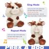 Hopearl Peek A Boo Cow Interactive Repeats What You Say Plush Diary Cattle Toy Musical Singing Talking Stuffed Animal Adorable Electric Animate Gift for Toddlers, Brown, 11'' view 4