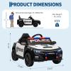 12V Police Car Ride On Car for Kids, Ride on Toy with Remote Control, Emergency Alert Tones, Megaphone, Flashing Lights, Music, Spring Suspension view 2