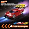 Slot Car Race Track Set with 4 Light-Up Cars, 2 Speed Adjustable Steering Wheel Controllers, 16.7ft Track with Overpass, Lap Counter, Dual Power Mode, Gift for Boys Girls Age 8+ view 3