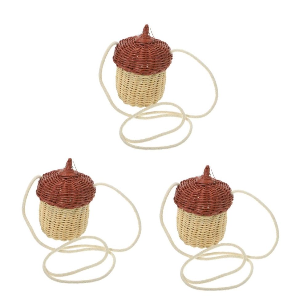 DECHOUS 3pcs Crossbody Bag Decorative Toddler Purse Rattan Craft and Acorn Design