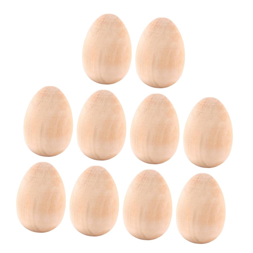 Artibetter Craft Easter Eggs 10pcs Brown Fake Eggs Decorative Wooden Wood Craft for Boys and Girls