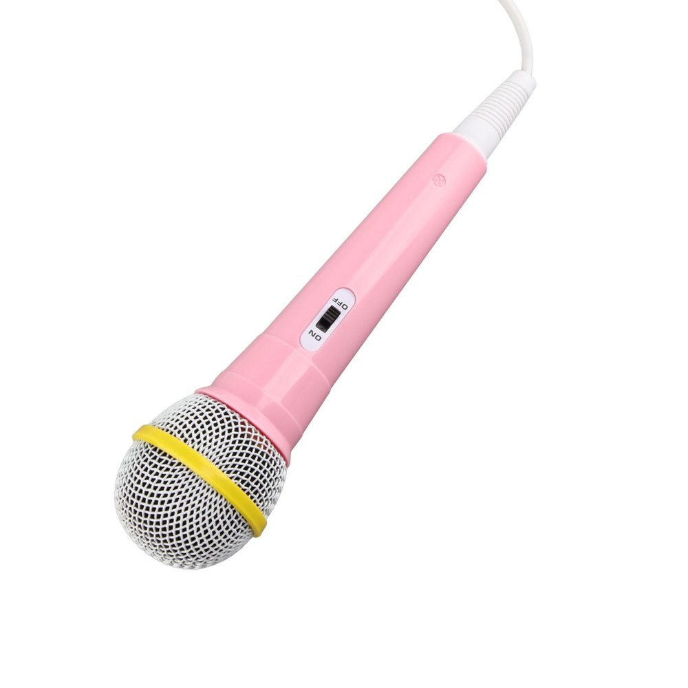 Cable Microphone, Low Distortion Portable Music Toy Microphone for Karaoke Family Party, Plug 3.5 mm, Ideal for Singing Indoors and Outdoors (Pink)