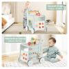 INFANS Wooden Baby Walker, Montessori Walker with Multiple Activity Toys, Storage, Push Walker Toys for Infant Learning to Walk, Sit to Stand Walker for Boys Girls (Green) view 2