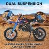 feneihe 50cc Kids Dirt Bike, 2-Stroke Gas Dirt Bike, Gas Bike for Kids 8-14, Gas Power Pocket Rocket Bike,Gas Motorcycle with Front Rear Disc Brakes, Off Road Motorcycle Max Load 330Lbs Blue view 4