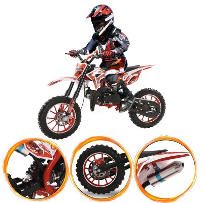 feneihe 50cc Kids Dirt Bike, 2-Stroke Gas Dirt Bike, Gas Bike for Kids 8-14, Gas Power Pocket Rocket Bike,Gas Motorcycle with Front Rear Disc Brakes, Off Road Motorcycle Max Load 330Lbs Red