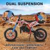 feneihe 50cc Kids Dirt Bike, 2-Stroke Gas Dirt Bike, Gas Bike for Kids 8-14, Gas Power Pocket Rocket Bike,Gas Motorcycle with Front Rear Disc Brakes, Off Road Motorcycle Max Load 330Lbs Red view 4