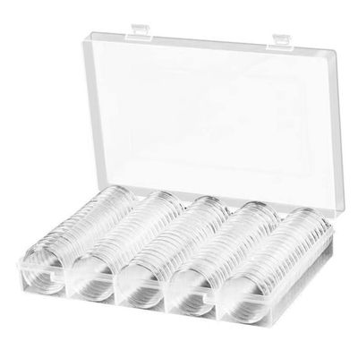 Artibetter 30mm Coin Capsules Holder Portable Coin Protector Hinged Lid for Collectors and Hobbyists