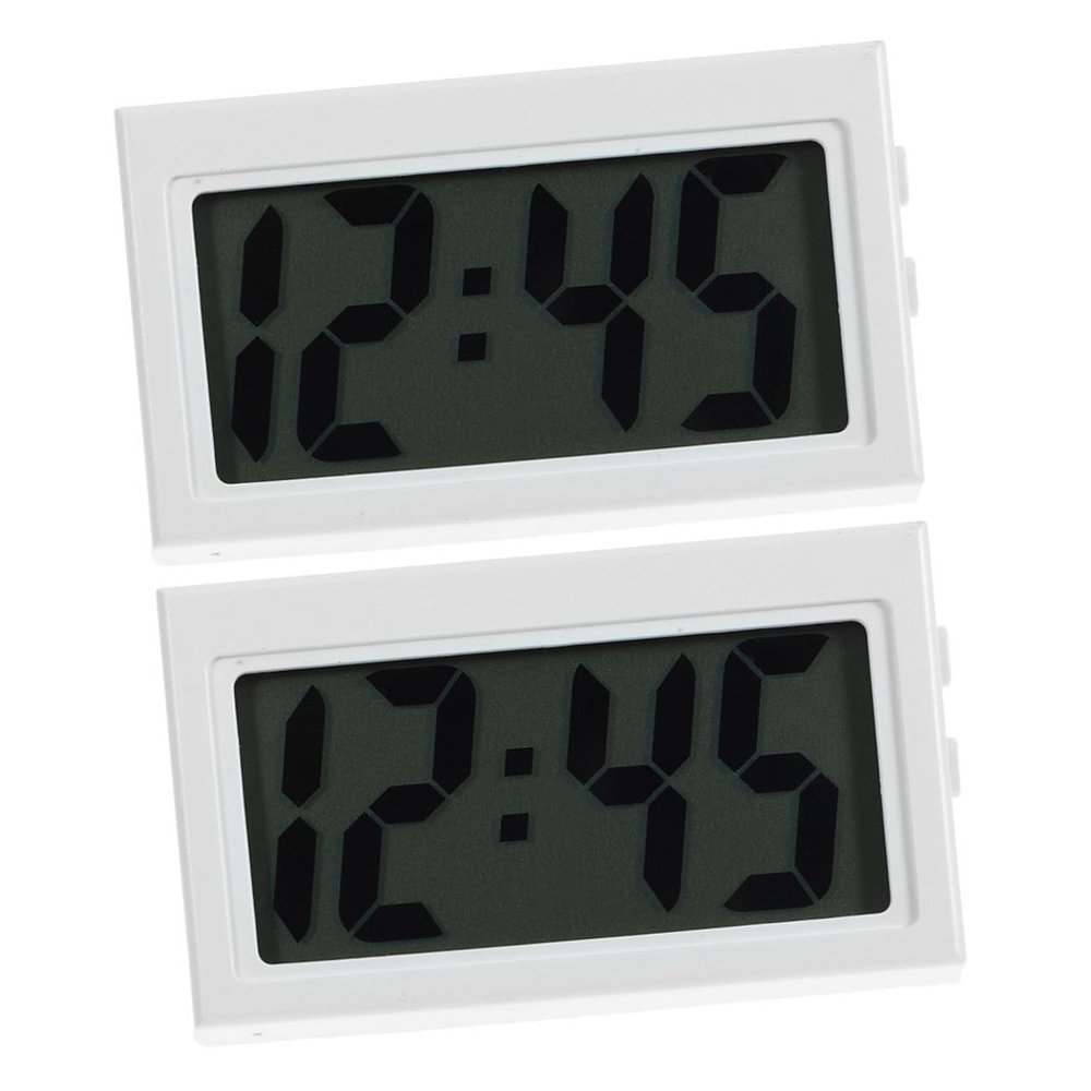 LOORGVEL 2pcs Small Digital Clock for Car Dashboard Minimalist Silent Clock Accessories Unique Design for Vehicles Portable and Lightweight for Students and Boy Girl