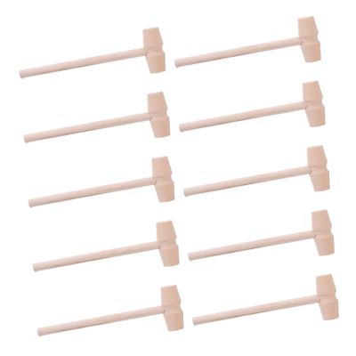FIXOSHEE 10pcs Mini Wooden Hammers Fun Diy Beating Mallets for Boy Girl for Cake Decorating and Craft Projects Natural Wood with Smooth Finish Parent-boy Girl Interactive Toy