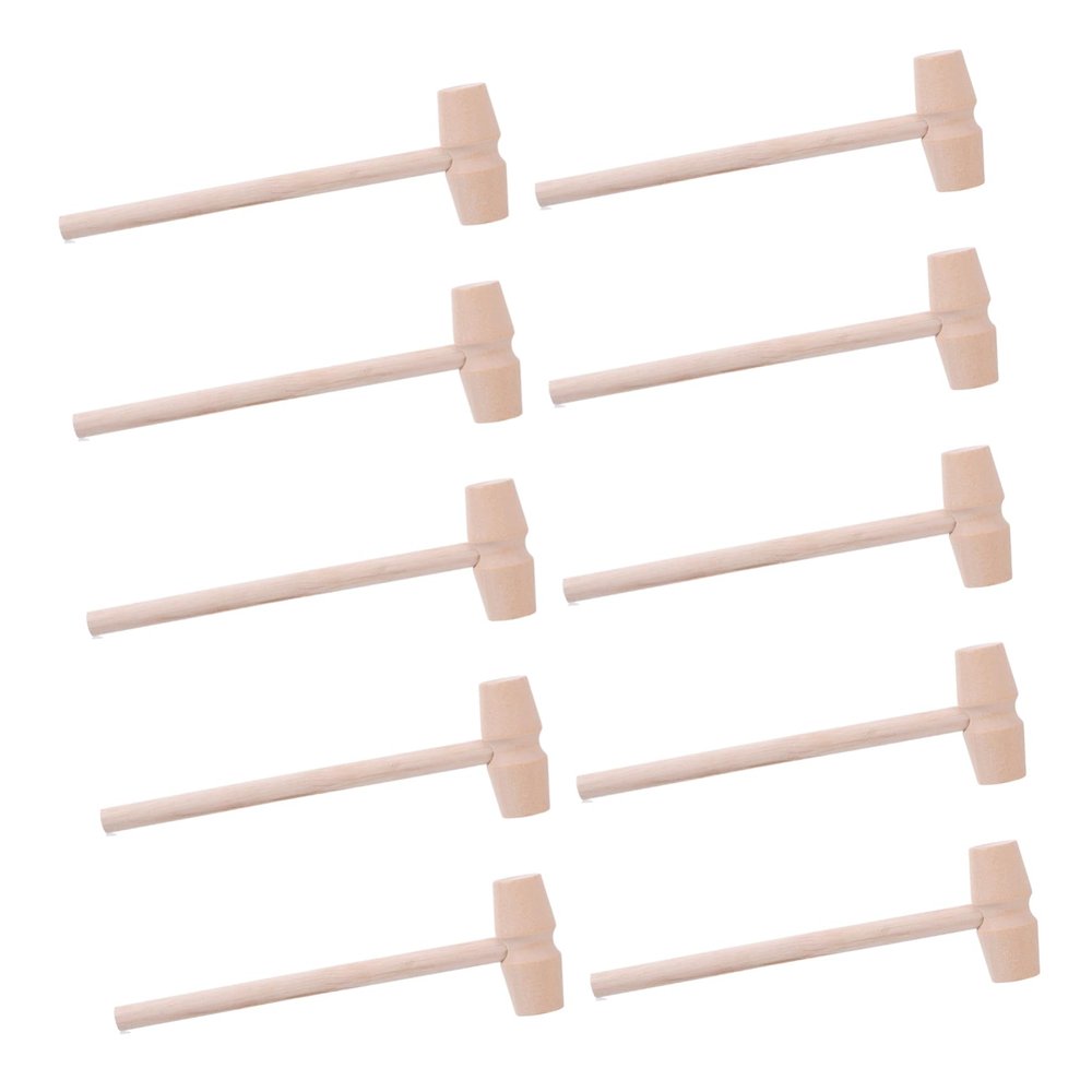 FIXOSHEE 10pcs Mini Wooden Hammers Fun Diy Beating Mallets for Boy Girl for Cake Decorating and Craft Projects Natural Wood with Smooth Finish Parent-boy Girl Interactive Toy
